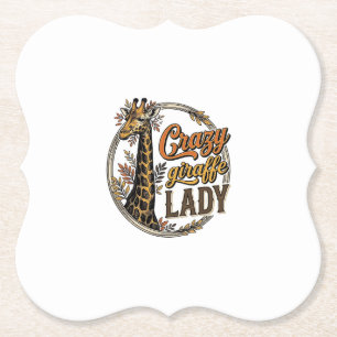 Crazy Giraffe Dames Vintage Gravure Shirt Design_ Kartonnen Onderzetters