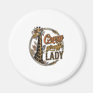 Crazy Giraffe Dames Vintage Gravure Shirt Design_ Magneet