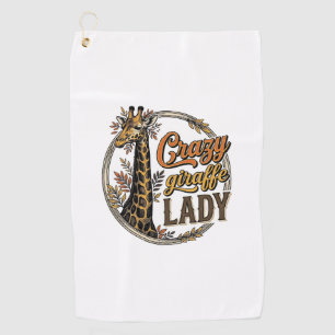 Crazy Giraffe Dames Vintage Gravure Shirt Ontwerp_ Golfhanddoek