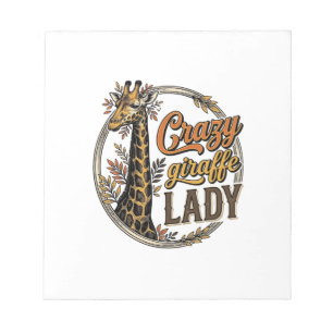 Crazy Giraffe Dames Vintage Gravure Shirt Ontwerp_ Notitieblok