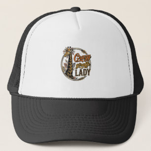 Crazy Giraffe Lady Vintage Gravure Shirt Ontwerp_ Trucker Pet
