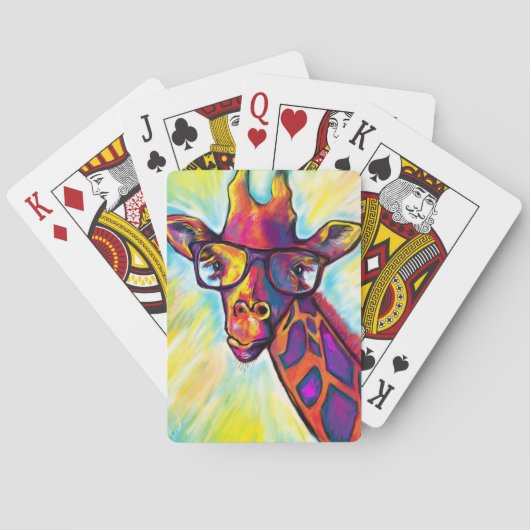 Crazy Giraffe Man die Kaarten speelt (Achterkant)