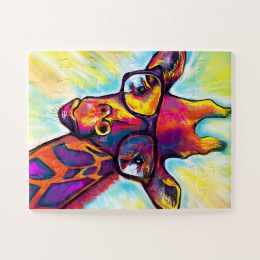 Crazy Giraffe Man Puzzle d'art (Horizontal)