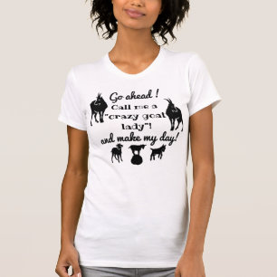 "Crazy goat Lady"-geitensilhouettes voor geitenlie T-shirt