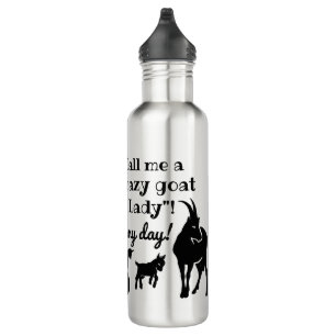 "Crazy goat Lady"-geitensilhouettes voor geitenlie Waterfles