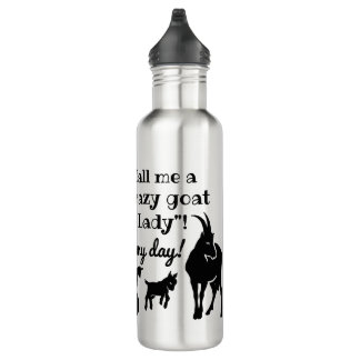 "Crazy goat Lady"-geitensilhouettes voor geitenlie Waterfles