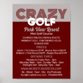 Crazy Golf Slogan, Mini Golfbaan Adverteren Poster (Voorkant)