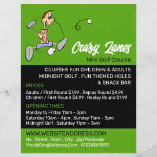 Crazy Golfer, Minigolfbaan Adverteren Flyer