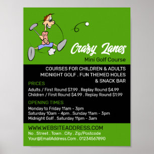 Crazy Golfer, Minigolfbaan Adverteren Poster