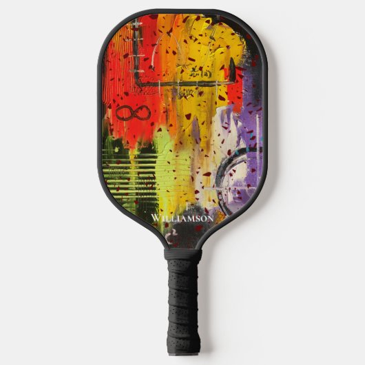 Crazy Graffiti Pollak op zoek Dark Red Pickleball Paddle (Voorkant)