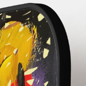 Crazy Graffiti Pollak op zoek lichtgeel Pickleball Paddle (Links Detail)