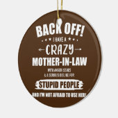 Crazy grappige schoonmoeder van dochter in de wet keramisch ornament (Links)