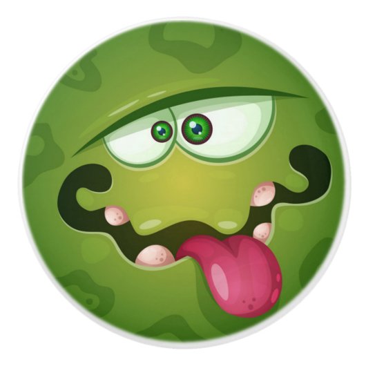 Crazy Green Monster Face Keramische Knop (Voorkant)