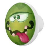 Crazy Green Monster Face Keramische Knop (Rechts)