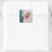 Crazy Hair Chicken Vierkante Sticker (Tas)