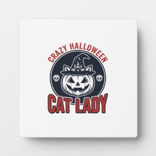 Crazy Halloween Kat Lady Vintage Heks Kat Shirt_1 Fotoplaat