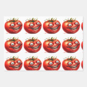 Crazy Happy Tomato Cartoon Funny Wrapping Paper (Voorkant 3)