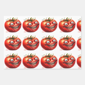 Crazy Happy Tomato Cartoon Funny  Wrapping Paper