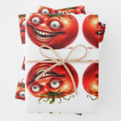 Crazy Happy Tomato Cartoon Funny Wrapping Paper (In situ)