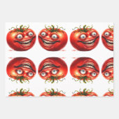 Crazy Happy Tomato Cartoon Funny Wrapping Paper (Voorkant)