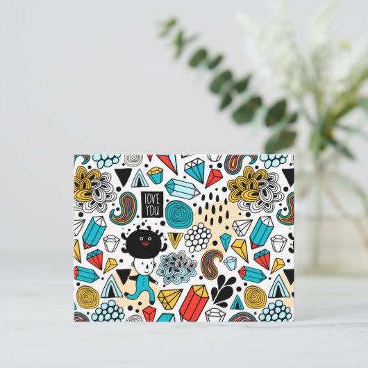 Crazy head briefkaart (Staand voorkant)