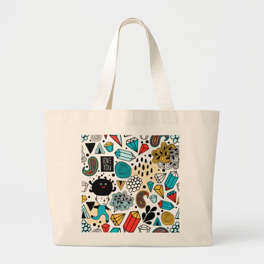 Crazy head grote tote bag (Voorkant)