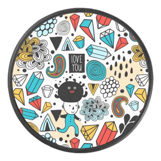 Crazy head hockey puck (Voorkant)