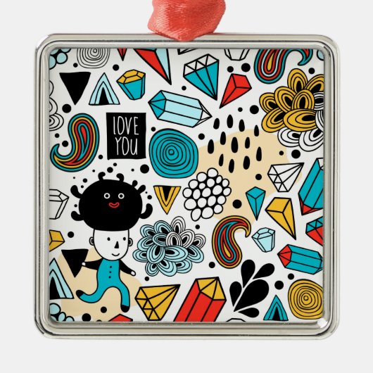 Crazy head metalen ornament (Voorkant)