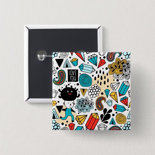 Crazy head vierkante button 5,1 cm (Voorkant /achterkant)