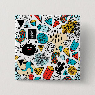 Crazy head vierkante button 5,1 cm