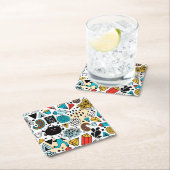 Crazy head vierkante kartonnen onderzetter (Insitu)