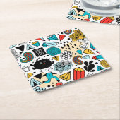 Crazy head vierkante kartonnen onderzetter (Schuin)