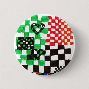 Crazy HeartQuilt Speld Ronde Button 5,7 Cm