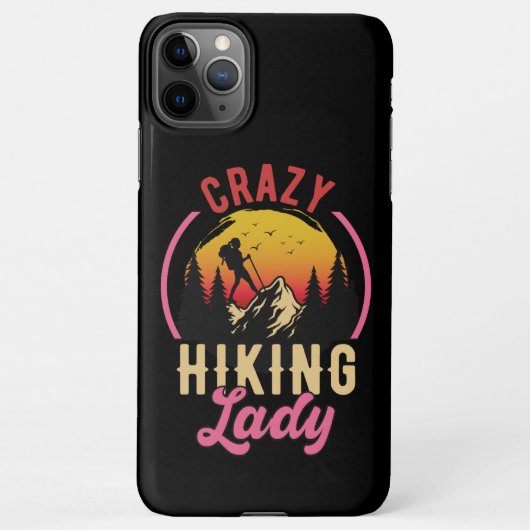 Crazy Hiking Lady, Vrouw houdt van mountain Hiking iPhone Hoesje (Achterkant)