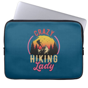 Crazy Hiking Lady, Vrouw houdt van mountain Hiking Laptop Sleeve