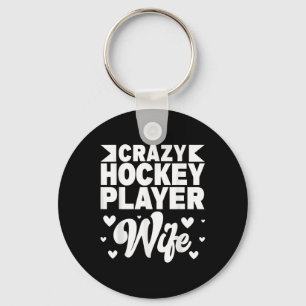 Crazy Hockey Speler Vrouw Olympisch IJshockey Veld Sleutelhanger