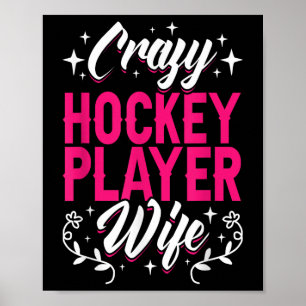 Crazy Hockey Speler Vrouw Olympisch IJshockeyveld Poster