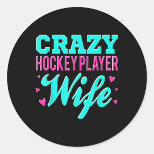 Crazy Hockey Speler Vrouw Olympisch IJshockeyveld Ronde Sticker