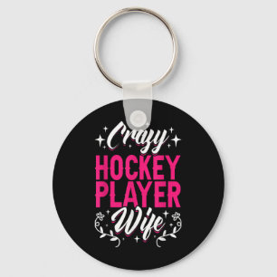 Crazy Hockey Speler Vrouw Olympisch IJshockeyveld Sleutelhanger