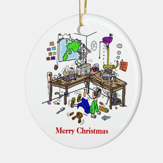 Crazy Homebrew Ham Radio Shack kerstversiering Keramisch Ornament (Links)