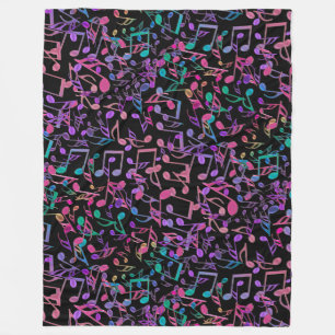 Crazy Hot Pink Rainbow Muzieknoten Fleece Blanket Deken