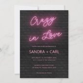 Crazy in Love Neon Glow Light Invitation Kaart (Voorkant)