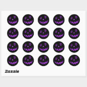 Crazy Jack O Lantern Pumpkin Face Paars Ronde Sticker (Vel)