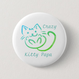 Crazy Kat Papa Cute Kat Abstract Ronde Button 5,7 Cm