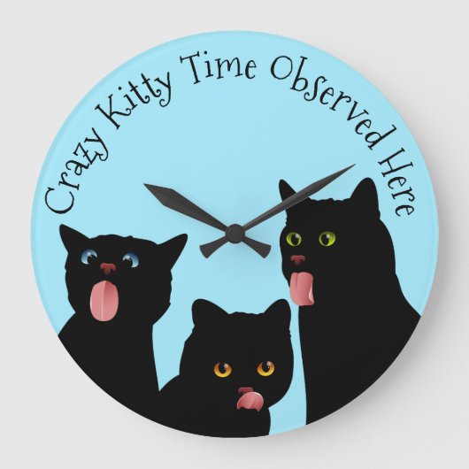 Crazy Kat Time Cat Clock Grote Klok (Voorkant)