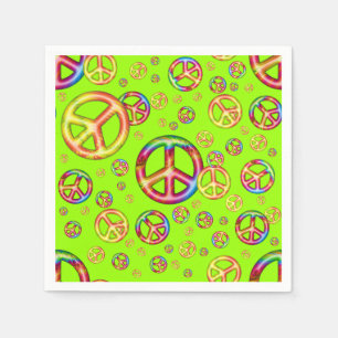 Crazy Kinder kleuren-PEACE OUT-Neon Paper Napkins Servet