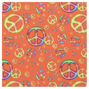 Crazy Kinderen Colors-Peace Out Oranje-Zazzle Fabr Stof