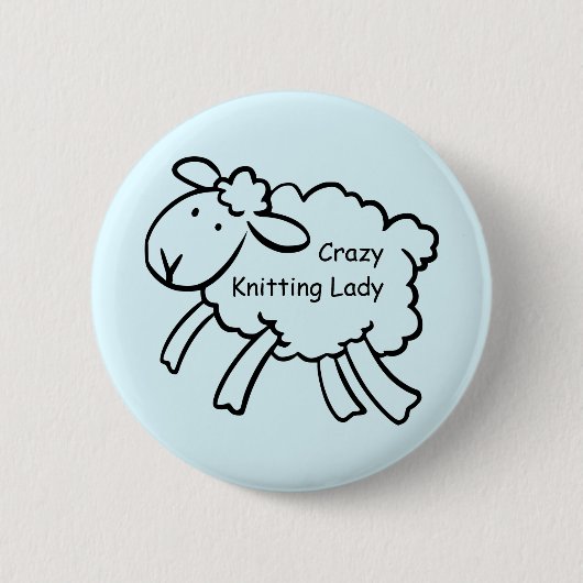 Crazy Knitting Lady Badge Ronde Button 5,7 Cm (Voorkant)