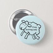 Crazy Knitting Lady Badge Ronde Button 5,7 Cm (Voorkant /achterkant)