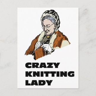 Crazy Knitting Lady Briefkaart